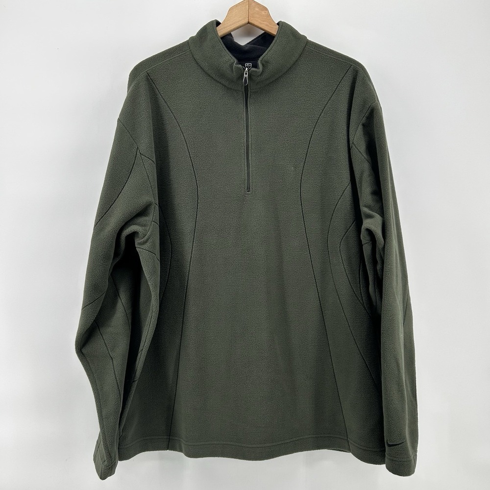 Nike Golf Therma Fit 1/4 Zip Fleece Pullover Mens‎ 2XL Olive Green Athleisure
